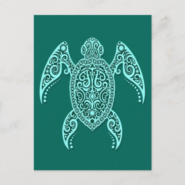 Carte Postale Tortue bleue Turquoise (Devant)