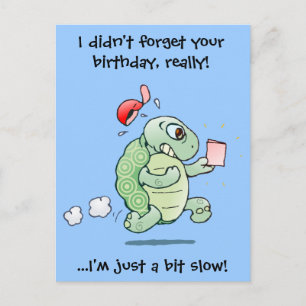 Carte Postale Tortue Cartographiée avec voeux d'anniversaire tar