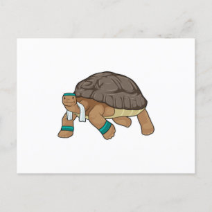 Carte Postale Tortue comme coureur avec serviette