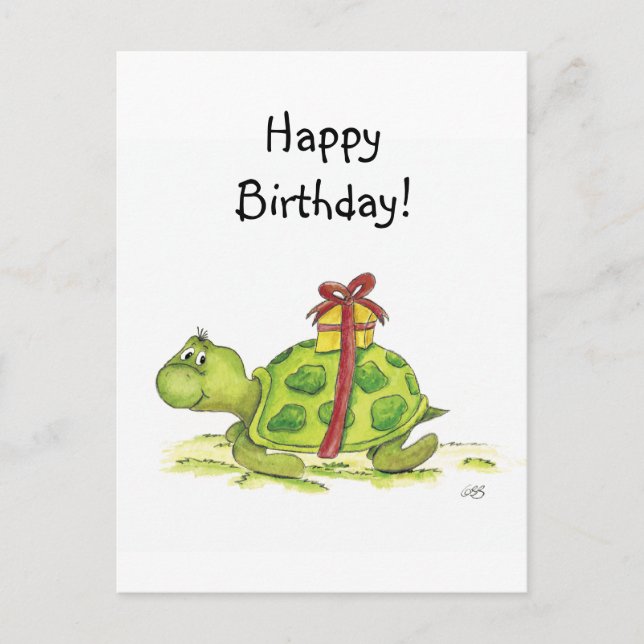 Carte Postale Tortue d'anniversaire (Devant)