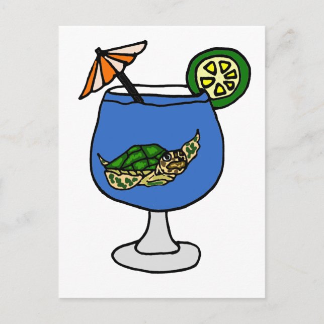 Carte Postale Tortue de mer drôle dans Margarita Boire (Devant)