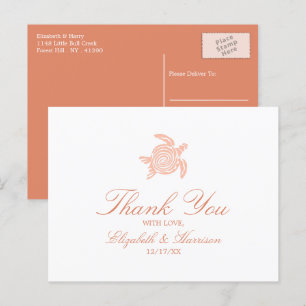 Carte Postale Tortue de mer, Merci de plage de corail doux