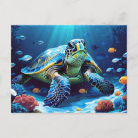 Tortue de mer, Poisson tropical, Récif de corail o