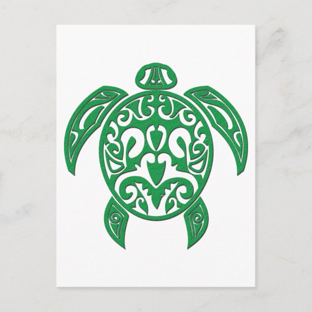 Carte Postale Tortue de mer polynésienne verte (Devant)
