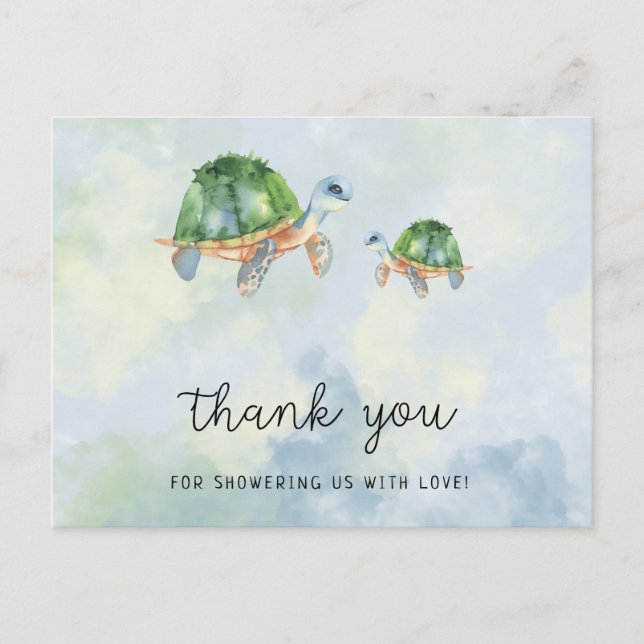 Carte Postale Tortue de mer - remerciement pour baby shower  (Devant)