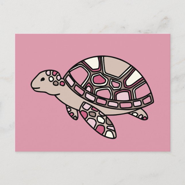 Carte Postale Tortue de mer rose (Devant)