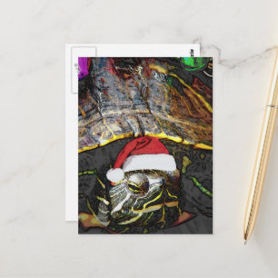 Carte Postale Tortue de Noël mignonne