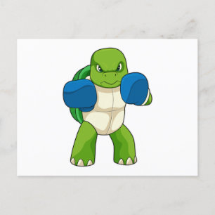 Carte Postale Tortue en boîte avec gants de boxe