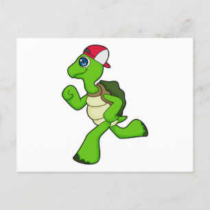 Carte Postale Tortue en coureur avec casquette