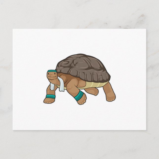 Carte Postale Tortue en coureur avec serviette (Devant)