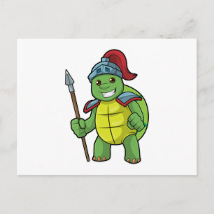 Carte Postale Tortue en guerrier avec Spear & Helmet