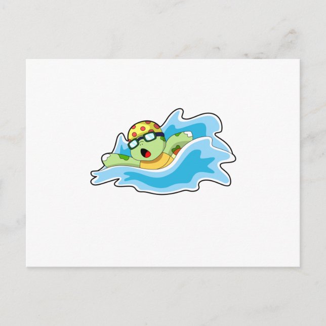 Carte Postale Tortue en nage dans l'eau (Devant)