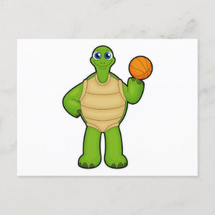 Carte Postale Tortue en tant que joueur de basket-ball avec ball