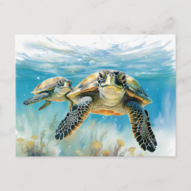 Carte Postale Tortue étonnante (Devant)