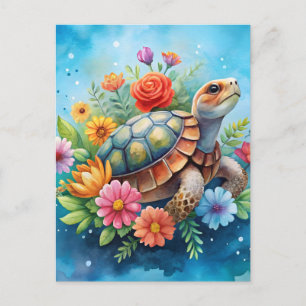 Carte Postale Tortue florale