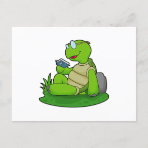 Carte Postale Tortue lisant un livre