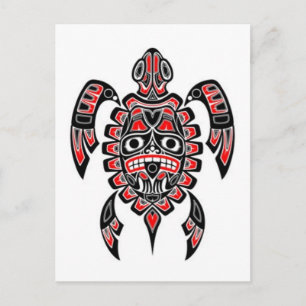 Carte Postale Tortue marine de l'esprit haïda rouge et noire
