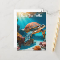 Tortue marine Serene 3D en Océan -Tranquille Lif M