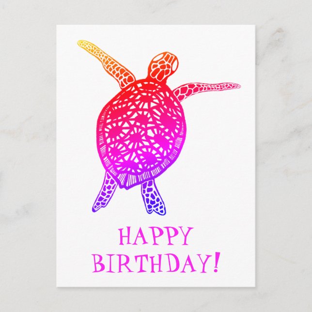 Carte Postale Tortue marine Tortue terrestre BON ANNIVERSAIRE ! (Devant)