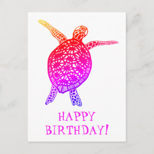 Carte Postale Tortue marine Tortue terrestre JOYEUX ANNIVERSAIRE