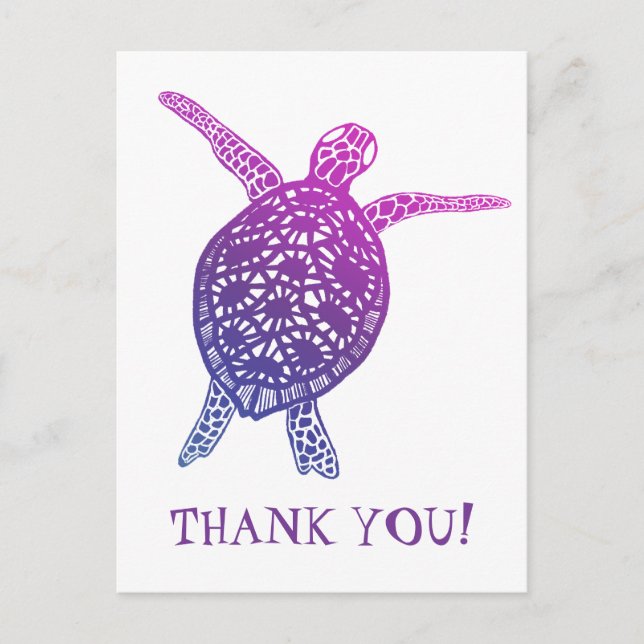Carte Postale Tortue marine Tortue terrestre MERCI ! Violet (Devant)