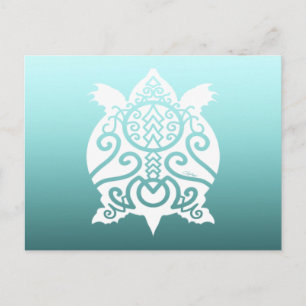 Carte Postale Tortue Snapper Silhouette Blanche