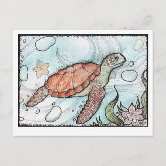 Carte Postale Tortue tourbillonnant