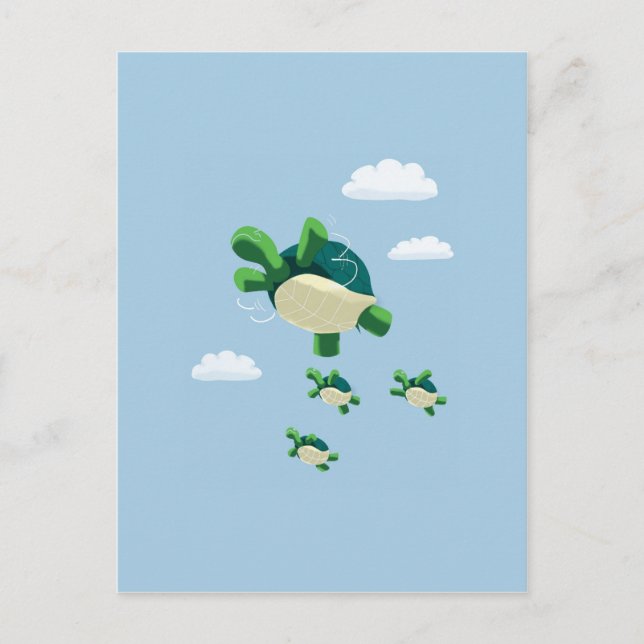 Carte Postale Tortue volante (Devant)