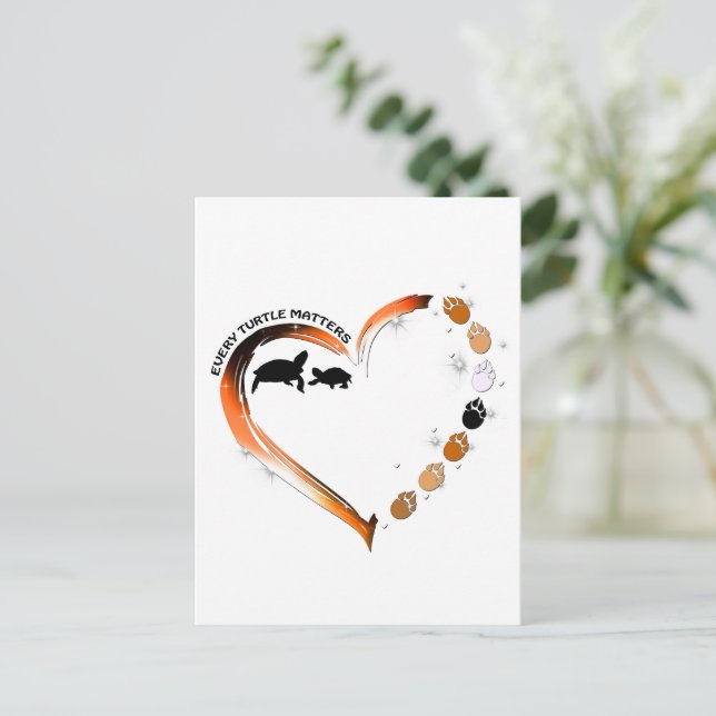 Carte Postale Tortues Chaque tortue compte Golden Heart Paws (Debout devant)