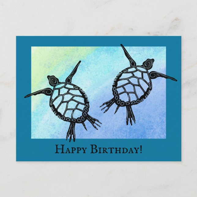 Carte Postale Tortues de mer Joyeux Anniversaire (Devant)