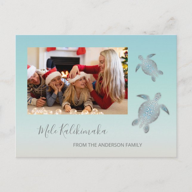 Carte Postale Tortues marines Noël Mele Kalikimaka | Name (Devant)