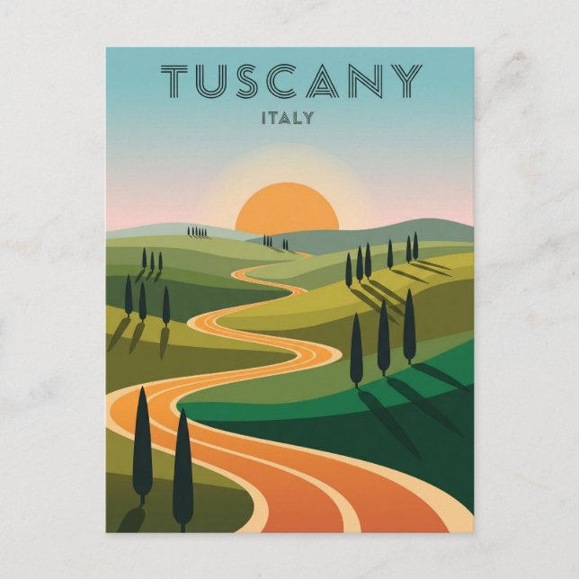 Carte Postale Toscane Italie Campagne coucher du soleil (Devant)