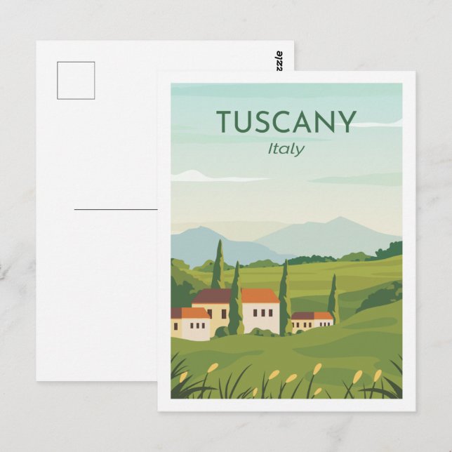 Carte Postale Toscane Italie célèbre lieu de voyage Illustration (Devant / Derrière)