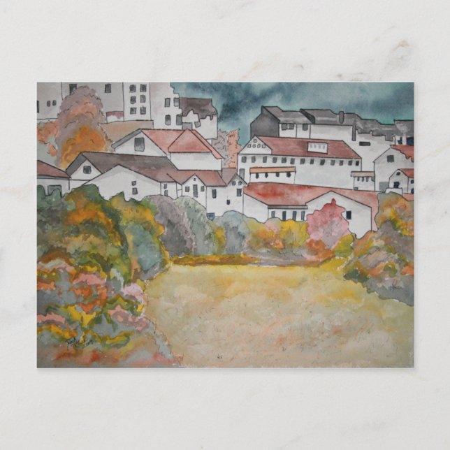 Carte Postale Toscane Italie paysage aquarelle peinture (Devant)