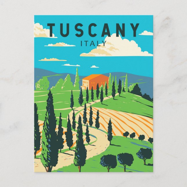 Carte Postale Toscane Italie Vignoble Voyage Art Vintage (Devant)
