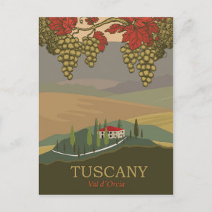 Carte Postale Toscane, région du Val d'Orcia, Italie, voyage