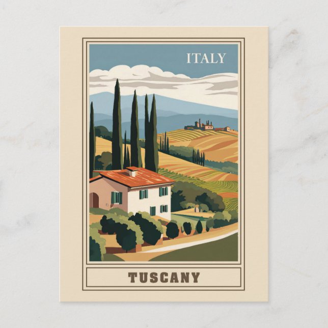 Carte Postale Toscane vintage Italie Villa italienne Retro Trave (Devant)