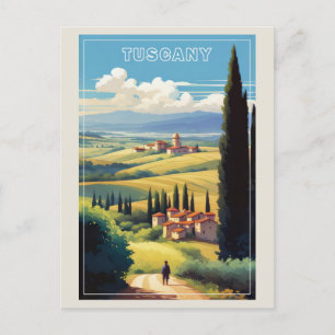 Carte Postale Toscane vintage Italie Village italien Voyage rétr