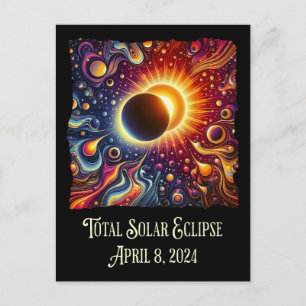 Carte Postale Total Eclipse 2024 Retro Super 60's 70's vibe