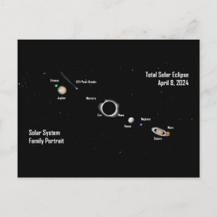 Carte Postale Total Eclipse 2024 Système solaire Portrait de fam