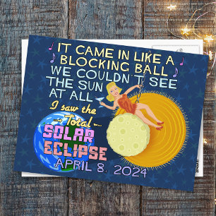 Carte Postale Total Éclipse Solaire Avril 8 2024 Amusant América