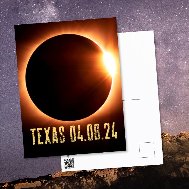 Carte Postale Total Eclipse Texas 2024 Totalité Solaire Eclipse (Front/Back)