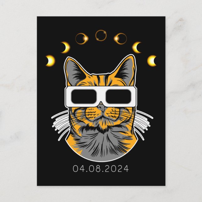 Carte Postale Total Solaire Eclipse Chat Visionneuse solaire 8 a (Devant)