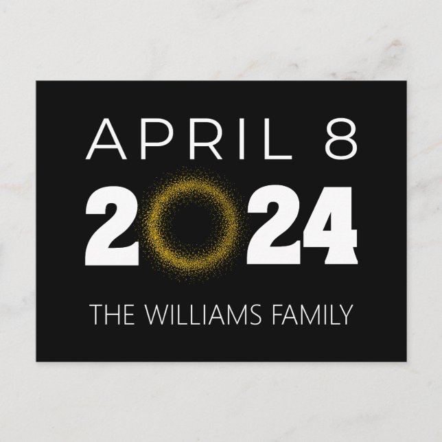 Carte Postale Total Solaire Eclipse USA 8 avril 2024 (Devant)