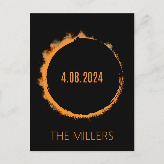 Carte Postale Total Solaire Eclipse USA 8 avril 2024 (Devant)