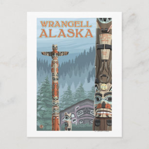 Carte Postale Totem de l'Alaska - Wrangell Alaska