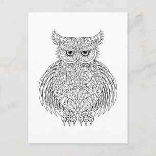 Carte Postale Totem d'oiseaux de hibou inspiré