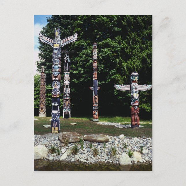 Carte Postale Totem Poles, Vancouver, Colombie-Britannique (Devant)