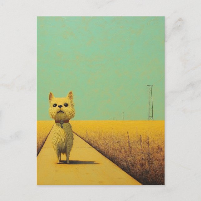 Carte Postale Toto drôle sur un trottoir de champ de blé (Devant)