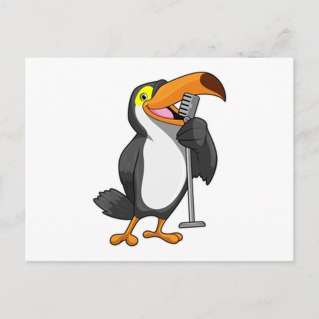 Carte Postale Toucan à la musique avec microphone (Devant)